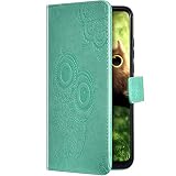 Uposao Coque pour Samsung Galaxy A10 Housse Portefeuille Cuir Etui à Rabat Magnétique Rétro Hibou Motif 3D Emboss Stand Support Porte-Cartes de Crédit Premium PU Flip Cover Wallet Coque,Vert