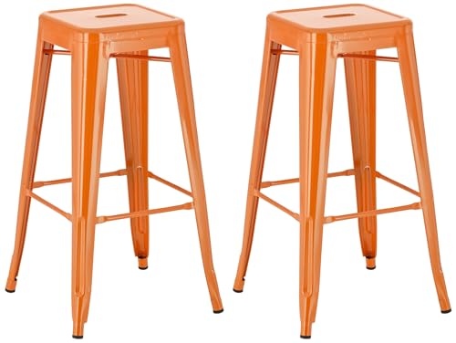 CLP Lot de 2 tabourets de Bar Joshua I Tabourets de Bar empilables en métal I Chaises de Bar avec Repose-Pieds I Hauteur d'assise 76 cm I Tabourets empilables,...