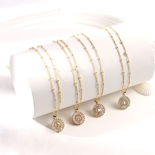 Initial A-Z Letter Pendant Necklace for Girlfriend Women & Girls, Cubic Zirconia Capital Letter Drop Necklace Gold Plated Cooper Chain 18inch2