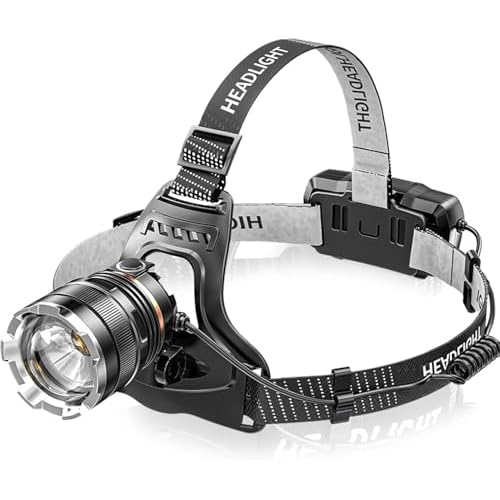 Head Torch Rechargeable,Super Bright 50000LM 6 Modes LED Headlight with Red Warning Light Motion Sensor,5200mAh USB Rechargeable Waterproof Adjustable Headlamp for Camping Running Fishing Outdoor