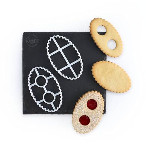 Lot de 2 Emporte-pièces Lunette de Romans | Biscuits sablés fourrés maison | Recette offerte | Idée cadeau pâtisserie | Fabriqués en France