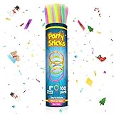PartySticks Glow Sticks Party Supplies 100pk - 8 Inch Glow in the Dark Light Up Sticks Party Favors, Glow Party Decorations, Neon Party Glow Necklaces and Glow Bracelets with Connectors