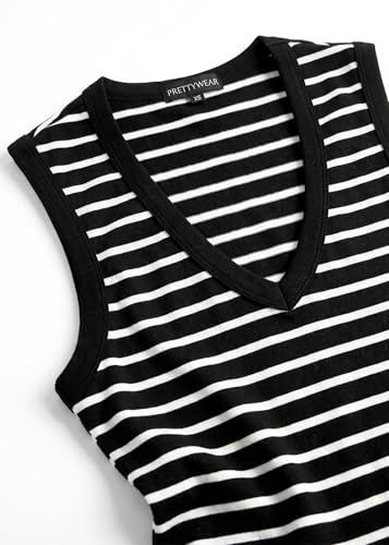 Image of Prettywear Deep V Neck Tank Tops for Women 2026 Summer Fashion Clothes Sexy Casual Ribbed Fitted Sleeveless Going Out Tops