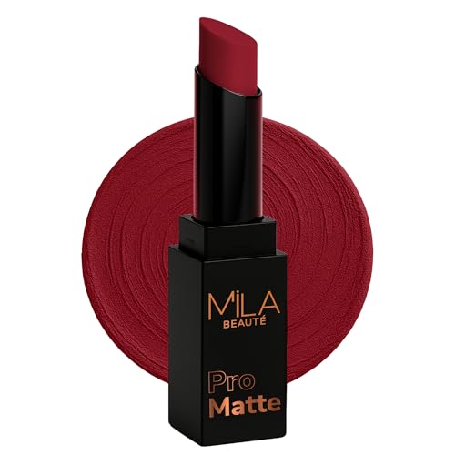 Image of Mila Beaute Pro Matte Lipstick | Highly Pigmented & Long lasting | Semi Matte Finish | Light Weight Lipstick | Single Swipe Application | Luxurious Lip Color | Shade - (Helen, 4.2g)