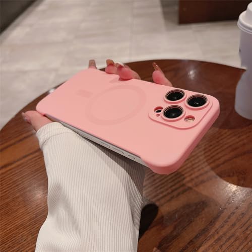 Étui de chargement magnétique sans fil iPhone 15 Pro coque rose PC rigide