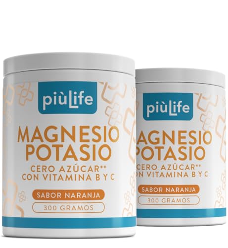Magnesio Y Potasio En Polvo 600g Naranja PiùLife, Potasio Y Magnesio Con Vit C, B12, B6, B1 Y Acido Folico, Suplemento Para El Cansancio, Apoyo Muscular Y Sistema Nervioso, Equilibrio Electrolitos