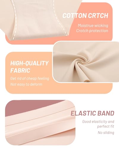 UNDER THE SEA Seamless Underwear for Women Mid Rise Brief Sexy No Show Bikini Panties Womens Cheeky 5 Pack XS-XL…3