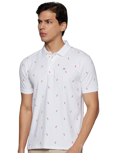 Image of Peter England Men's Cotton Regular Fit Half Sleeve Printed Polo T-Shirt | Stretchable Lycra Comfort | Premium Single Jersey Fabric