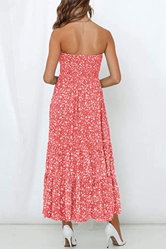 Image of ZESICA Women's Summer Boho Strapless Maxi Dress 2026 Casual Off Shoulder Smocked Flowy A Line Beach Holiday Long Dresses