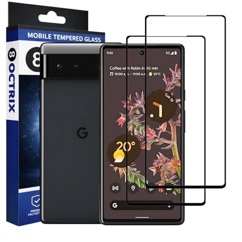 Image of Military-Grade Gorilla Tempered Glass Screen Protector for Google Pixel 6A (Black) Pack of 2| 9H Hardness | Edge-to-Edge Full Coverage | HD Clarity | Scratch & Drop Protection
