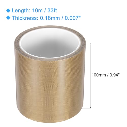 Image of MECCANIXITY 1 Pcs High Temperature Tape 100mm PTFE Coated Fabric Tape Heat Resistant Tape for Vacuum Sealers Adhesive Tape 10m /33ft Brown 0.18mm Thickness