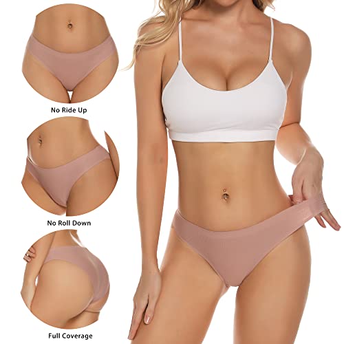 Jaywan Womens Seamless Bikini Cheeky Underwear No Show Hipster Breathable Stretch Invisibles Panties 5 Pack #TOP2