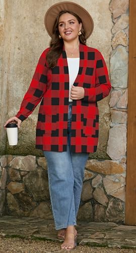 Image of OLRIK Plus Size Cardigan for Women 2026 Lightweight Open Front with Pockets