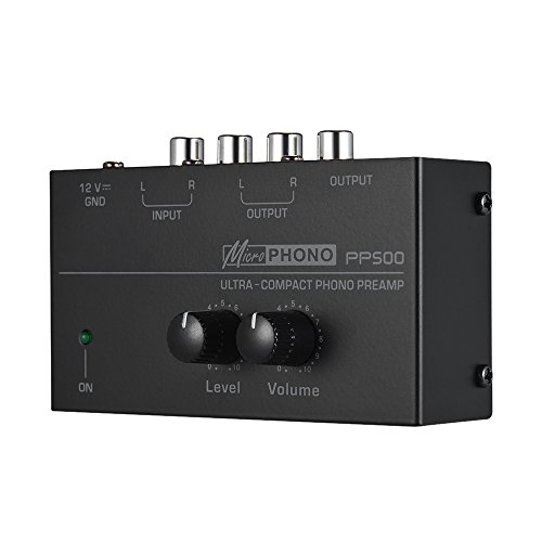 Muslady Ultra-compact Phono Preamp Preamplifier with Level & Volume Controls RCA Input & Output 1/4" TRS Output Interfaces