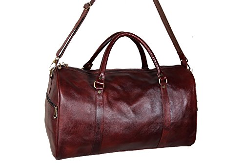 Image of RICHSIGN Leather Accessories 24 litres Duffle Bags for Men Travel (Brown)(Weight-1 KG /1000 GR)(Dimension = H- 12 x L- 20 x W- 8 Inch)