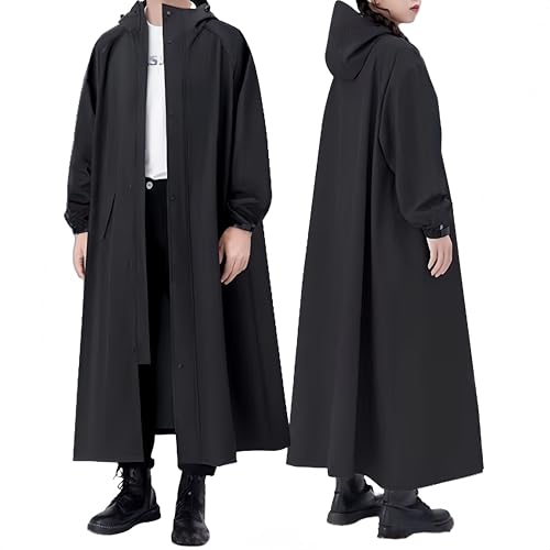 YYKSYDPT Manteau imperméable long, Veste de pluie homme et femme grande taille avec capuche et des poches à rabat pour Randonnée, Velo, Camping.