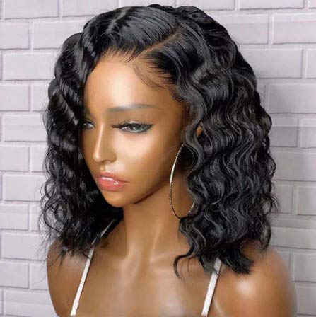 13x4 Bob Lace Front Wigs Loose Wave Hair Glueless Lace Wigs Synthetic Long Wave Natural Wig Heat Resistant Fiber With Baby Hair For Women (12 Inch, narutal color)