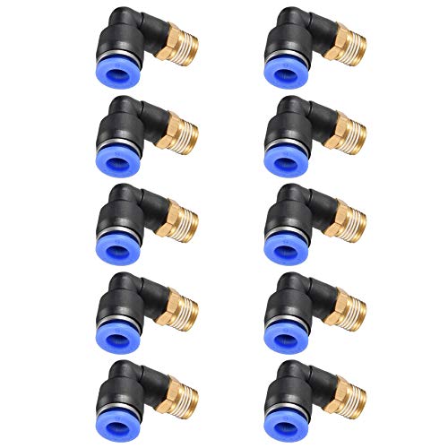 Push to Connect Fitting, 90 Degree Male Elbow, 6mm Tube OD x G1 8  Thread, Pneumatic Air Push Fit Lock Fitting (Pack of 10)