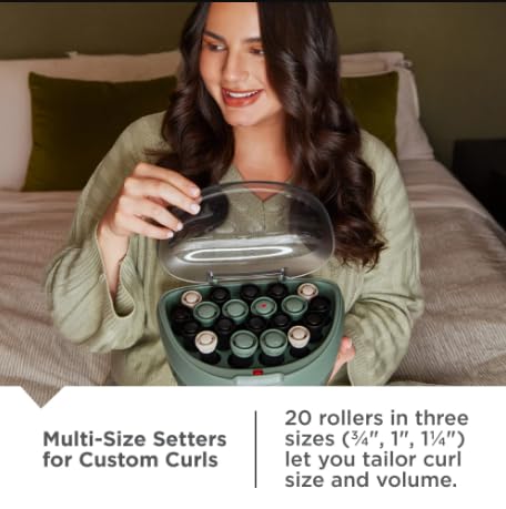 Botanicals™ Hair Setter, Ceramic, Ionic Conditioning, with 20 Rollers, Green