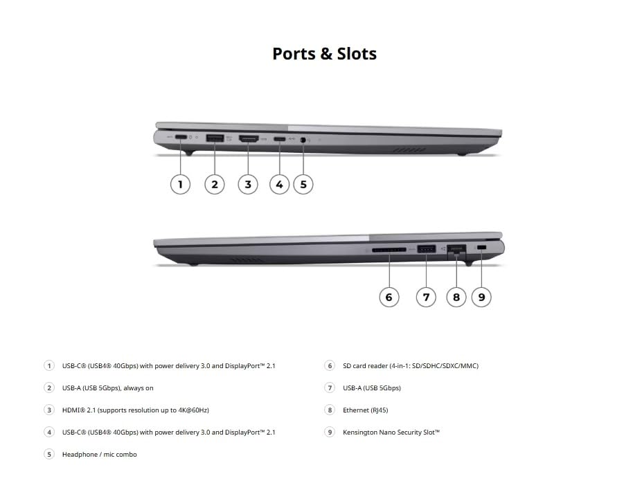 Image of Lenovo ThinkBook 16 Gen 9 Copilot+ Laptop with AMD Ryzen 7 250 Processor, 16 inch 1920x1200 IPS Touchscreen Display, 16GB of Memory, 512GB SSD, FHD IR Hybrid Camera, Fingerprint Reader and Windows 11 Pro