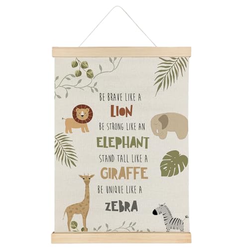 Image of Qvapt Jungle Animals Nursery Wall Decor,Wild Animal Nursery Classroom Wall Decor,Tropical Jungle Safari Animals, Motivational Posters with Hanger 12x16
