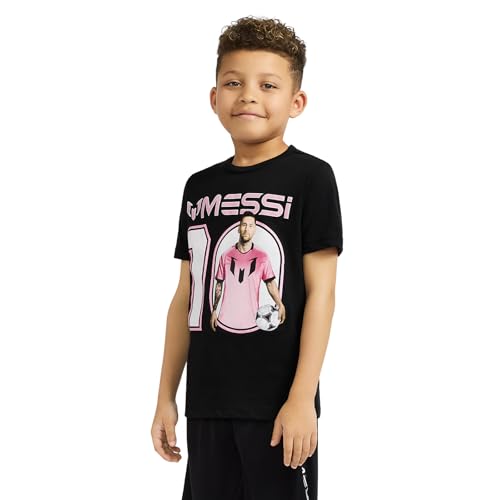 Image of Messi Boys' Lifestyle Short Sleeve T-Shirt, Slim-fit Graphic Tee, Cotton Blend Fabric