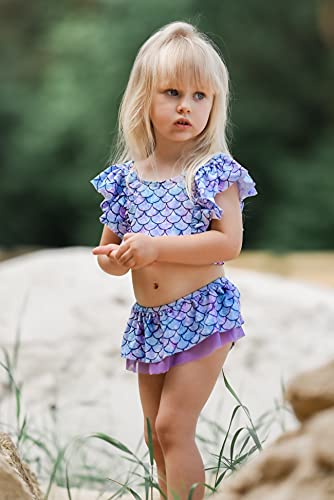 image for swimsobo Toddler Infant Girls Swimsuits Mermaid Fish Scale Printed Bat