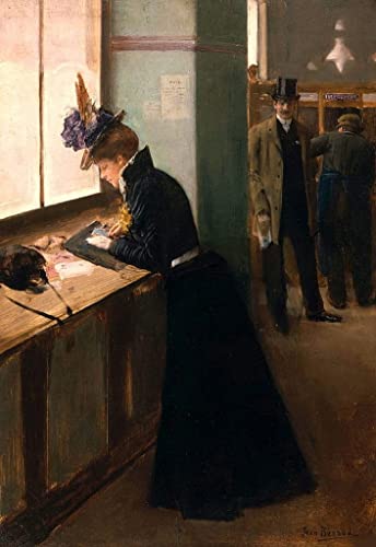 Toile Jean Béraud Au Télégraphe impression de peinture murale abstraite salon 60x90cm