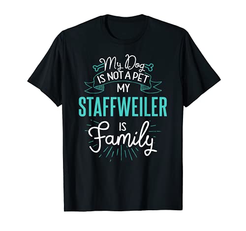 Cute Staffweiler Design Family Dog Giftn T-Shirt, Black