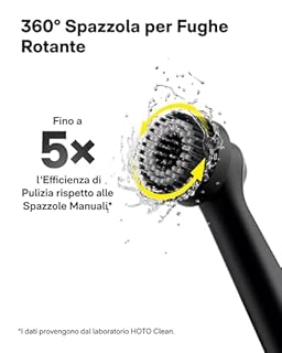 HOTO Wand™ Spazzola Elettrica per Pulizia, Spazzola Senza Fili per Fughe Type-C, Spazzola Rotante IPX7 con 12 Testine per Pulizia di Fughe, Angoli, Spazi Stretti, Bagno, Cucina e Piastrelle
