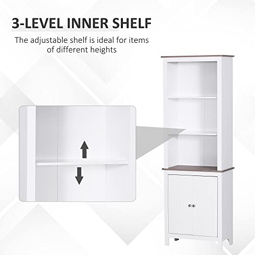 Homcom 69'' Freestanding Storage Cabinet, Bathroom Linen Tower, Kitchen Cupboard, Buffet Cabinet, Bookcase With Double Door 3-Tier Shelf For Home Office, White #TOP4