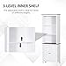 HOMCOM 69'' Freestanding Storage Cabinet, Bathroom Linen Tower, Kitchen Cupboard, Buffet Cabinet, Bookcase with Double Door 3-Tier Shelf for Home Office, White