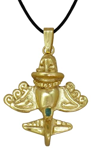 Image of Across The Puddle Colombian Emerald & Multi-Material Options | Quimbaya Flyer Pendant Necklace | Ancient Alien Golden Jets Collection