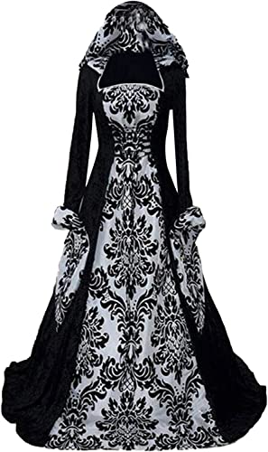 Feynman Damen Gothic Kleidung Mittelalter Kleid, Vintage Bodenlangen...