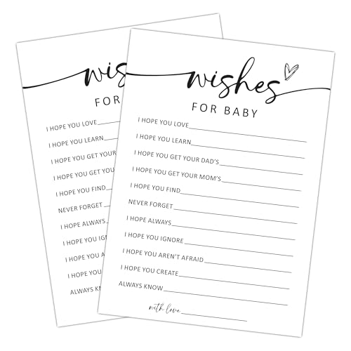 Wishes for Baby, Baby Shower Game, 25 Minimalist White Best Wishes Cards for Babies, Fun Gender Reveal Games for Boy or Girl, Gender Neutral...