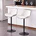 YOUNUOKE Tabouret de Bar Blanc Chaises de Cuisine Design Tissé Assise Rembourrée en Similicuir de Haute Qualité avec Dossier, Réglable en Hauteur et Rotatif à 360°, Tabouret de Comptoir Lot de 2