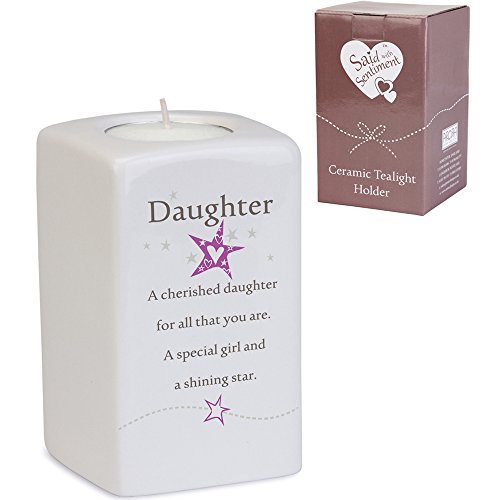 Image of Said with sentiment 7207 Square Ceramic Tea Light Daughter