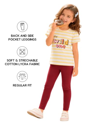 Image of Pilolo Kids Soft Cotton Lycra Solid Ankle Pocket Leggings for Girls