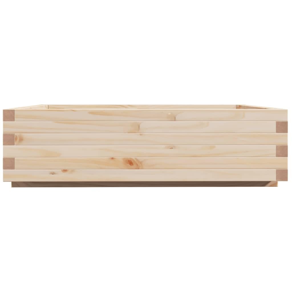 Jardinera de jardín de madera maciza de pino, 90 x 90 x 26,5 cm, para plantas y flores, amplio contenedor rústico con marco robusto para hierbas aromáticas y decoración exterior