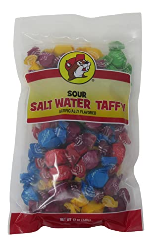 Buc-ee's Assorted Gourmet Sour Salt Water Taffy in a Resealable Bag, One 12 Ounce Bag