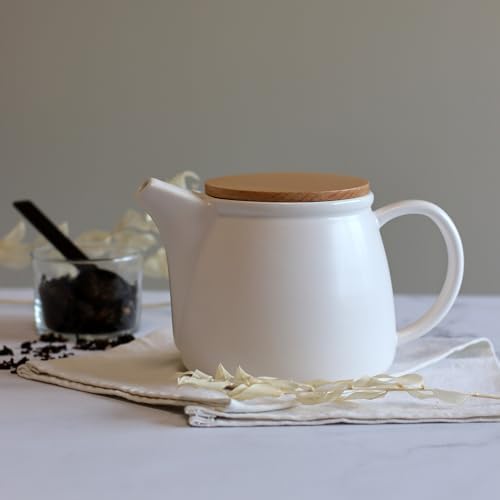  OGO LIVING Théière en porcelaine blanche avec couvercle en bois pour la maison
| OGO LIVING Théière Mona 1L en porcelai