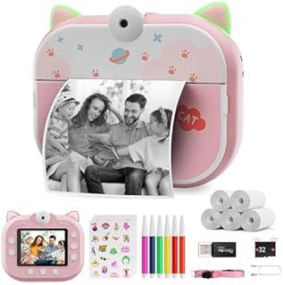 Kids Camera Instant Print, PaNt 48MP 1080P HD Video Toddler Camera, 2.4 IPS Color Screen Digital Instant Camera for Kids with Print Photo Paper, 32G TF Card, DIY Color Pen, Best Toys Gifts for Kids