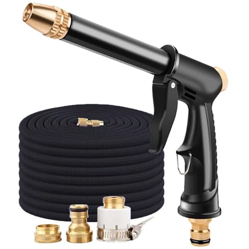 EZ HOSE 3�{�L�т� ��� �z�[�X �y�ʎ��[�ɕ֗� �ϋv ���͐��� �L�k�U���z�[�X�A��� ���O ��p�K�[�f���z�[�X (�u���b�N, 22.5 m�܂Ŋg���\)