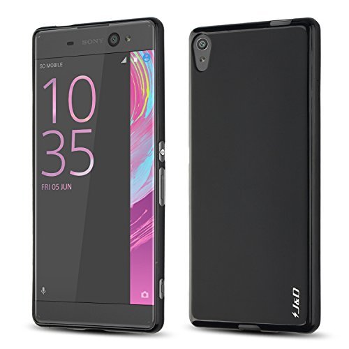 J&D Case Compatible for Xperia XA Ultra Case, [Drop Protection] [Slim Cushion] Shock Resistant Protective TPU Slim Case for Sony Xperia XA Ultra Bumper Case - Black