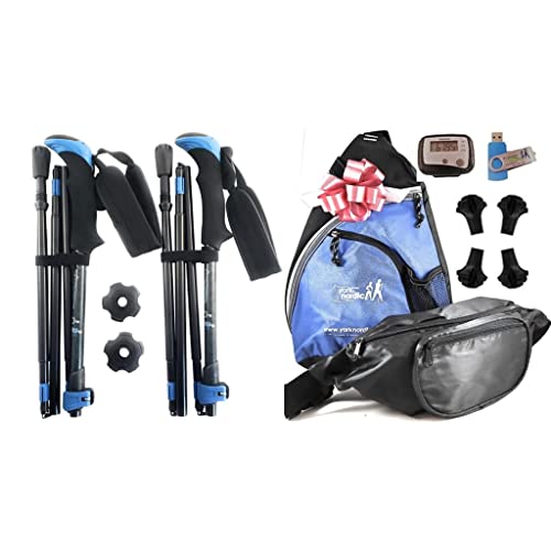 York Nordic 5 Piece Travel Pole Gift Set - Regular Size Travel Poles, Training Videos, Water Bottle, Pedometer, Travel Bag, And Accessories (Heights Over 5'7") #TOP16