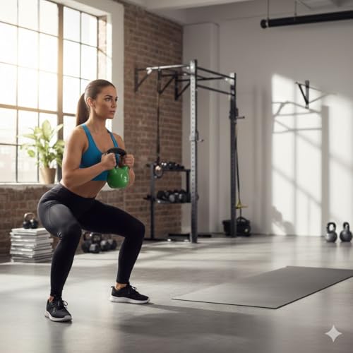 Image of Vinyl Coated Kettlebell 2 KG | Cast Iron Core Weight for Home Gym | Strength Training, Weight Lifting, Full Body Workout, Cardio Conditioning & Fitness Equipment (Green, 4 KG)