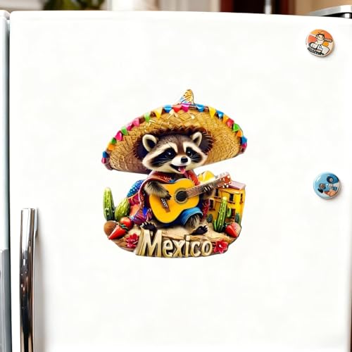 Imán decorativo de acrílico estilo mapache mexicano miniatura 1