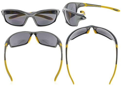 Image of Eyekepper Bifocal Sunglasses for Women Men, Rectangular Frame | Outdoor Sports Bifocal Reading Sunglass, with Readers Built in, Mens Tinted Sun Reader Bifocals, Ladies Cheater,Wrap Half Rim