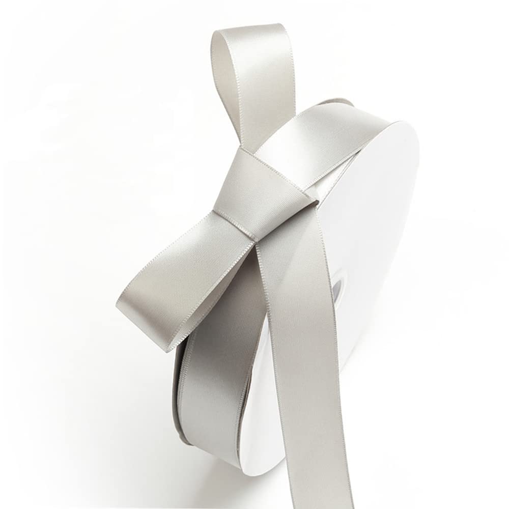 Cinta de raso de 100 yardas para manualidades, cinta decorativa para Navidad, boda, día de San Valentín, bautizo, cumpleaños, fiesta, regalo, embalaje, 50 mm, plata