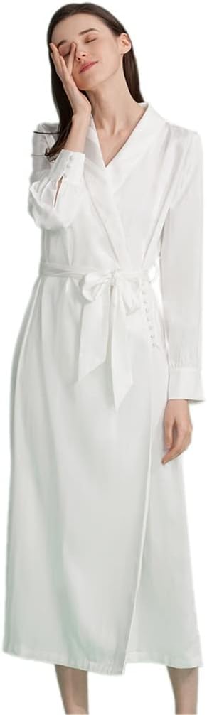 Amazon Co Jp バスローブ シルク パジャマ ワンピース レディース 春秋冬 きれいめ パジャマ レディース ふわもこ パジャマ シルク ルームウェア 女性用ロングシルクバスローブパジャマランジェリーナイトドレスパジャマサテンナイトウェアボタンアップナイトガウン高級